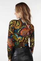 Paisley Mock Neck Top