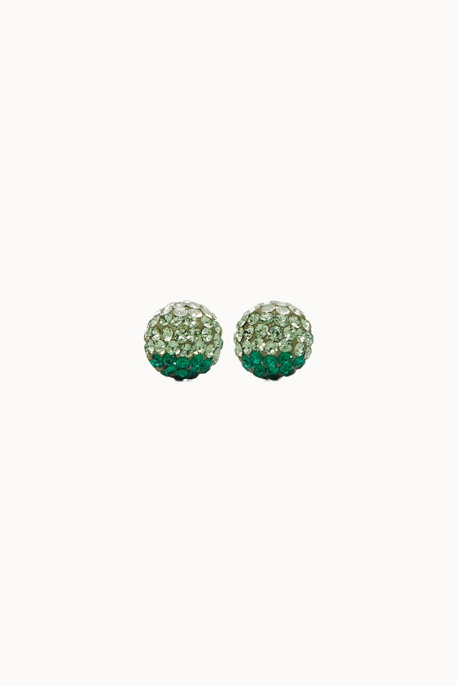 8mm Sparkle Ball Earrings- Evergreen