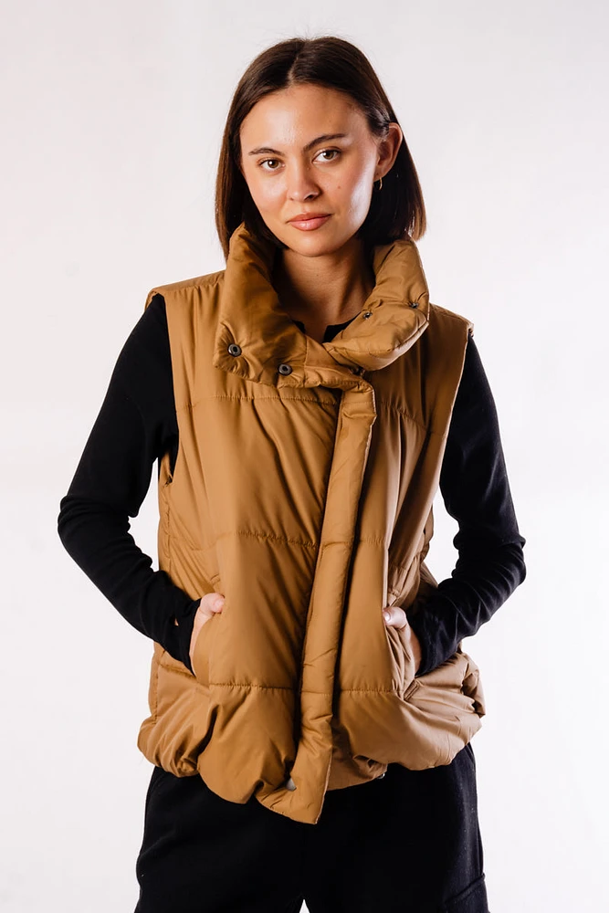 Asymmetrical Zip-Up Puffer Vest