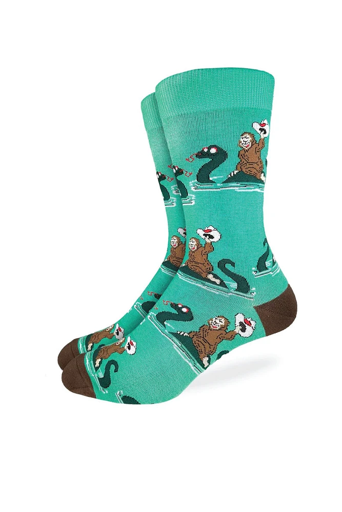 Bigfoot Riding Loch Ness Monster Sock