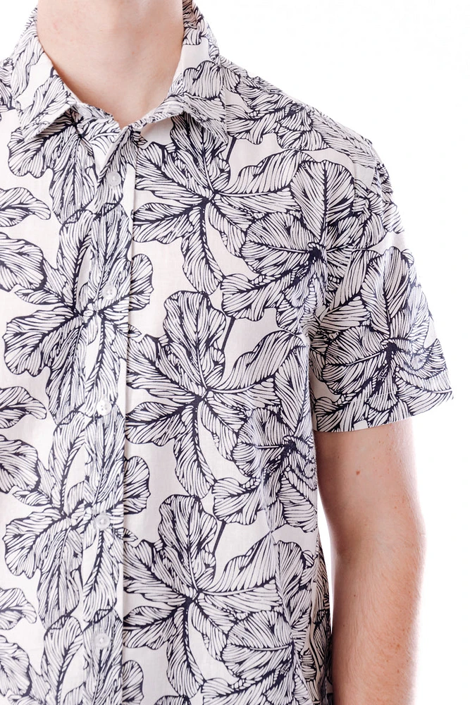 Blue Floral Short Sleeve Shirt