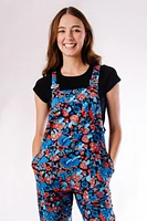 Blue Retro Mushroom Corduroy Overalls