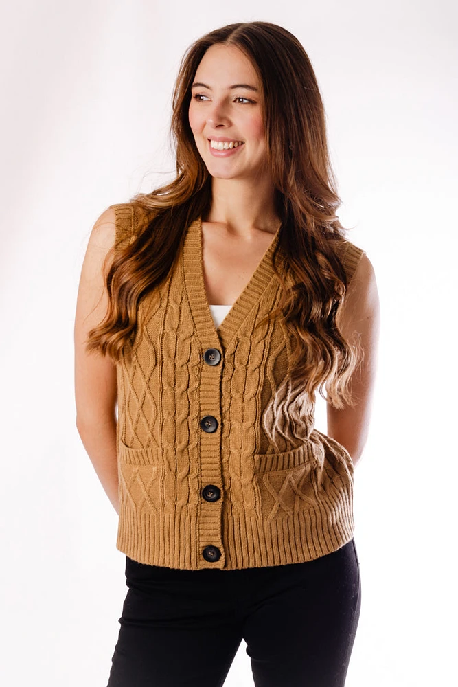 Buttonfront Cable Vest