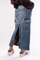 Cargo High Rise Jean Skirt