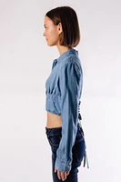 Chambray Collared Crop Top