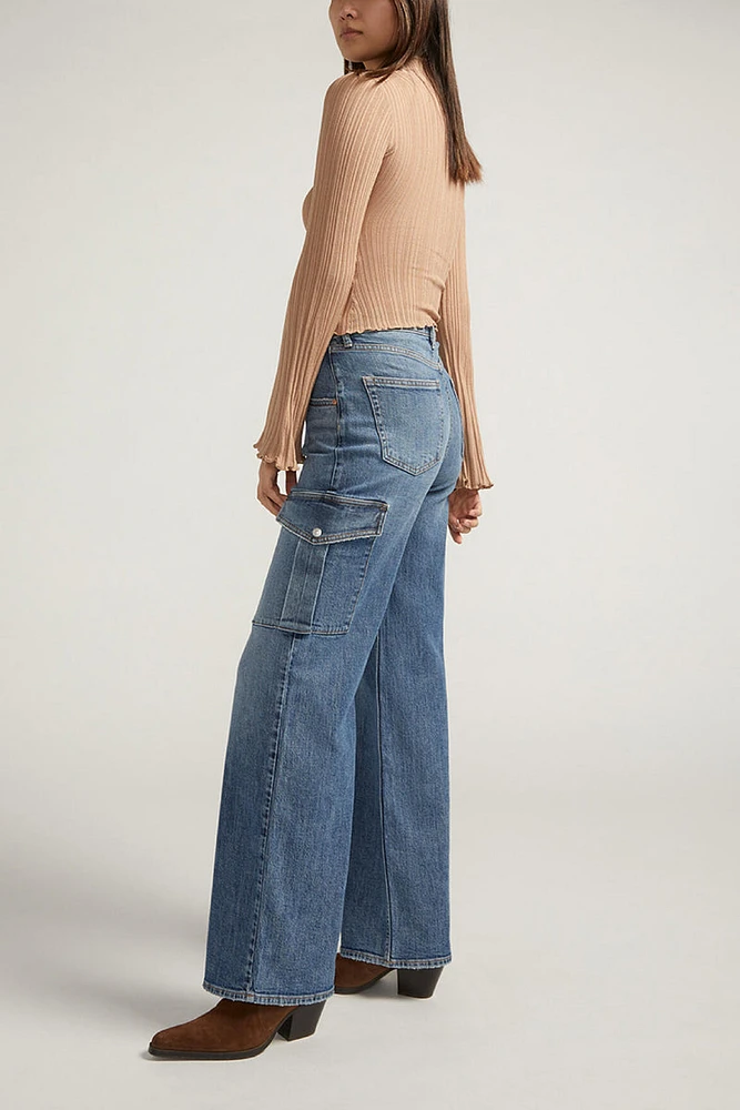 Denim Cargo Wide Leg