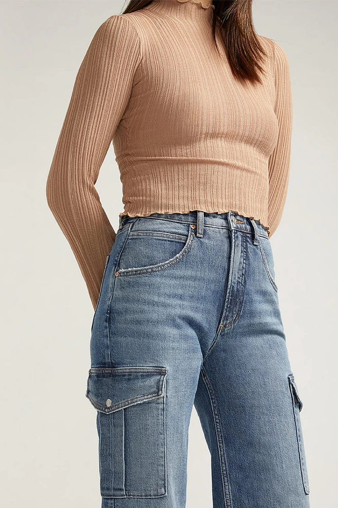 Denim Cargo Wide Leg