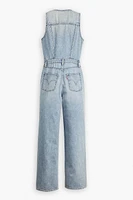 Denim Vest Wide Leg Jumpsuit