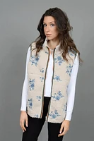 Embroidered Floral Sherpa Vest