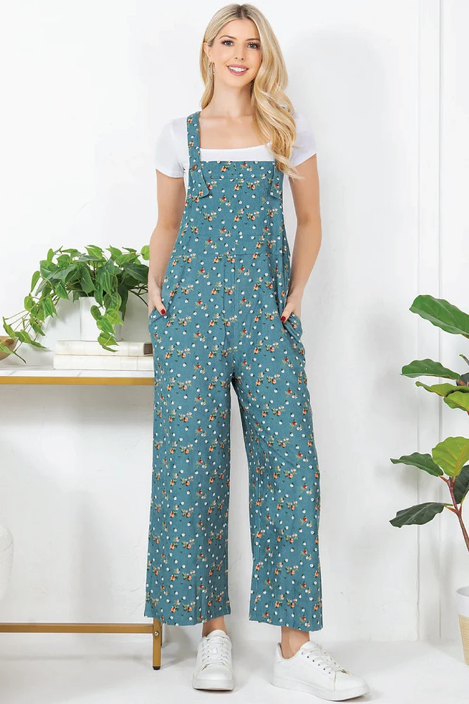 Floral Corduroy Overalls