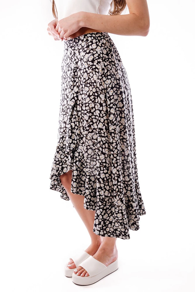 Floral Midi Front Slit Skirt