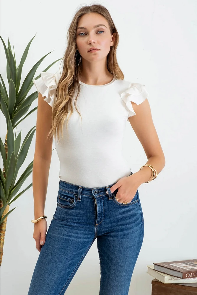 Flutter Sleeve Knit Top