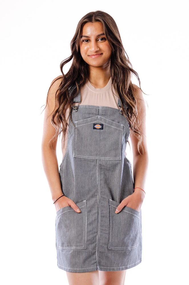 Hickory Stripe Bib Overall Dress