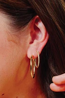 Medium Pave Hoop Earrings - Gold