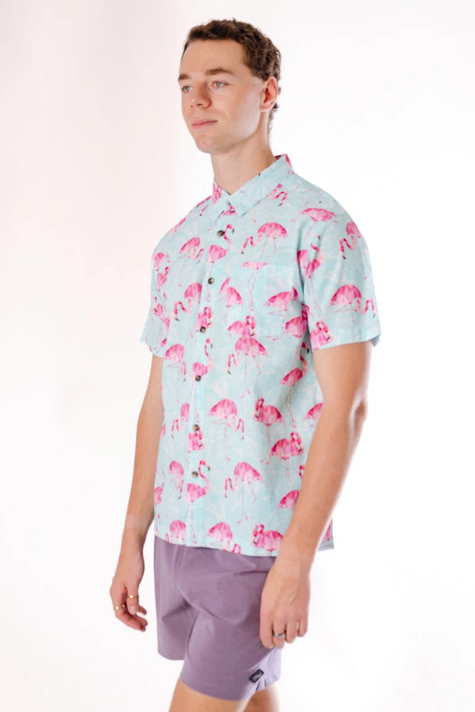 Pink&Feathered Short Sleeve Shirt