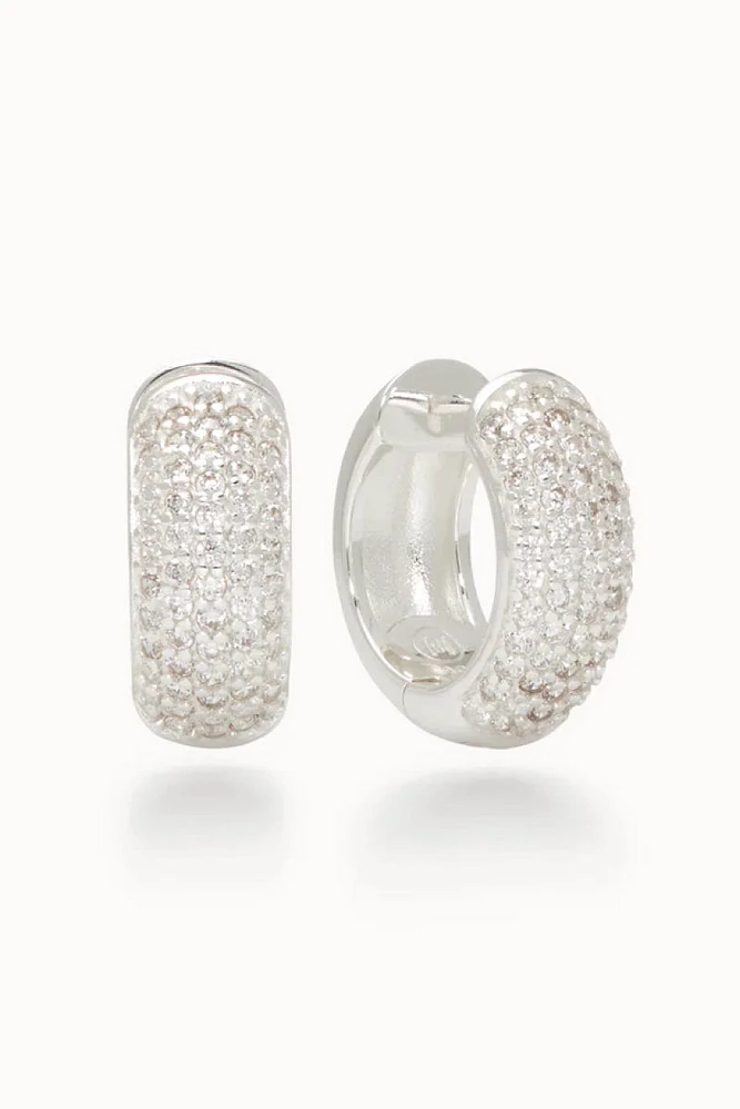 Puff Pave Reversible Hoop Earrings