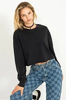 Raw Hem Crop Long Sleeve