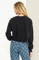 Raw Hem Crop Long Sleeve