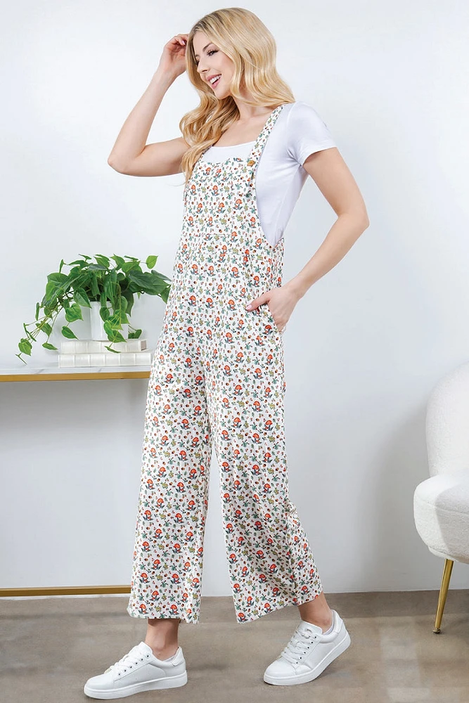 Retro Mushroom Corduroy Overalls