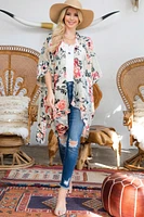 Rose Printed Velvet Kimono