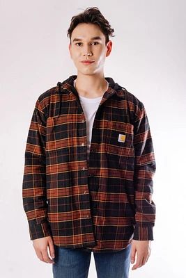 Rugged Relaxed Flannel Hoodie Shacket