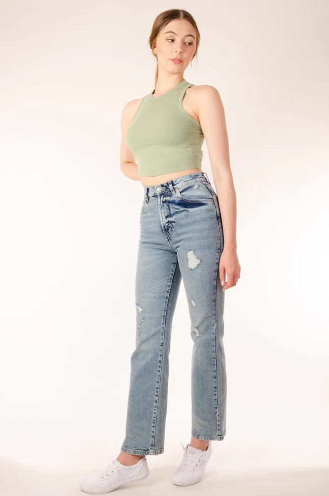 Women's High Rise Side Slit Flare Jeans