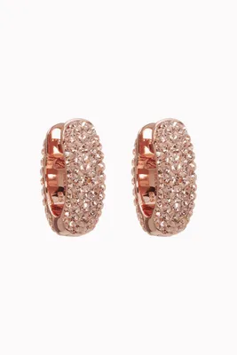 Small Sparkle Hoop Earrings - Rose Gold