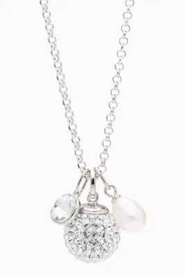 Sparkle Ball Cluster Necklace - White