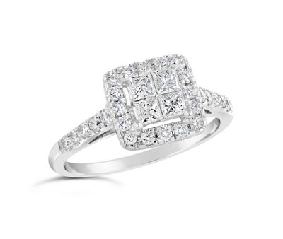 Princessa 10K White Gold 0.75CTW Bridal Ring