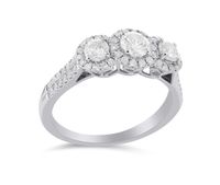 10K White Gold 1.00CTW Three-Stone Diamond Ring