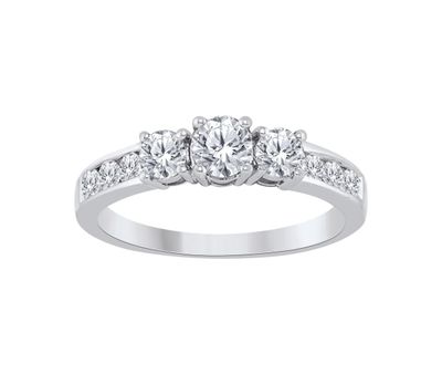 10K White Gold 1.00CTW Three-Stone Bridal Ring