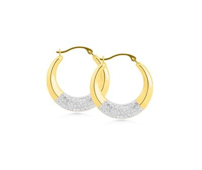14K Yellow Gold Hoops with Crystals