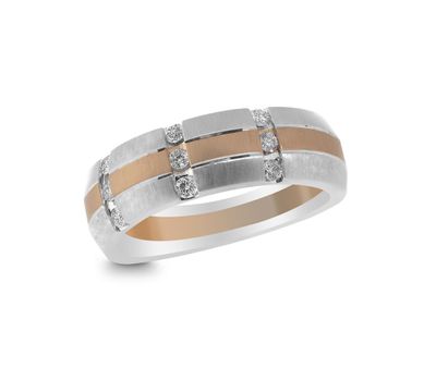 Men's 10K White & Rose Gold 0.25CTW Diamond Wedding Band