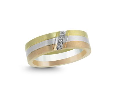 Men's 10K Tri-Colour 0.15CTW Diamond Wedding Band