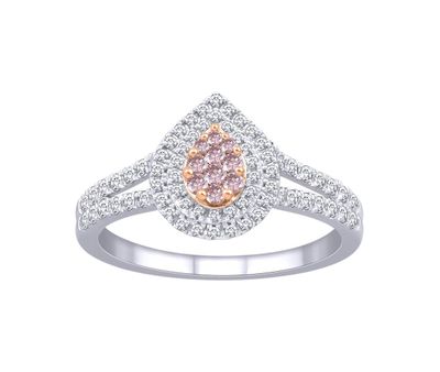 14K White Gold 0.50CTW Fancy Pink Diamond Bridal Ring