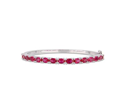 Sterling Silver Created Ruby Bangle