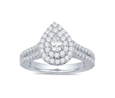 14K White Gold 1.00CTW Pear Shaped Bridal Ring