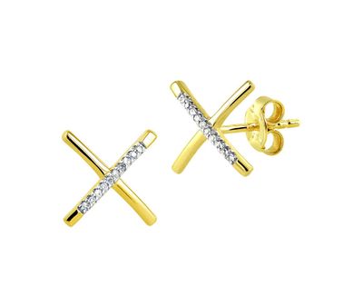 10K Yellow Gold Diamond X Earrings