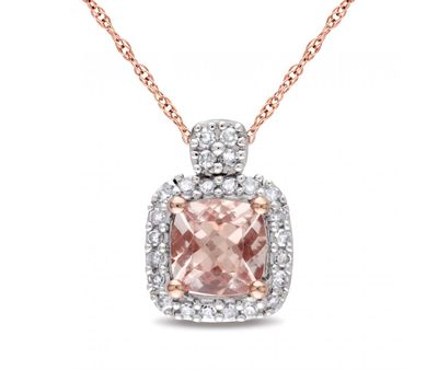 Julianna B 10K Rose Gold Morganite & 0.10CTW Diamond Pendant with Chain