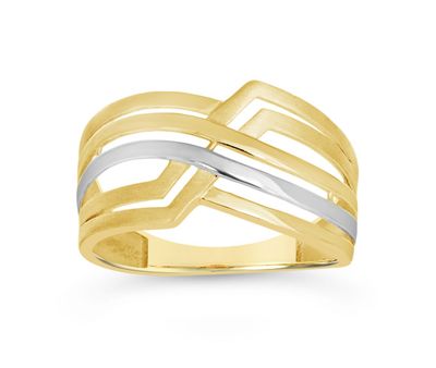 10K Yellow and White Gold Crossed Ring