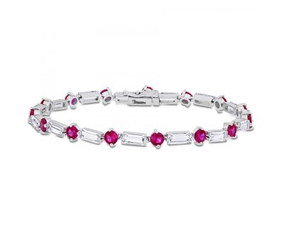 Julianna B Sterling Silver Created Ruby & Created White Sapphire Bracelet