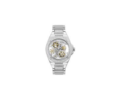 Men's Silver-Tone Crystal Guess Watch