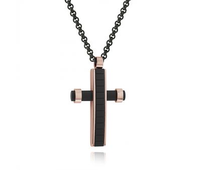 Stainless Steel 22" Matte Black and Rose Cross