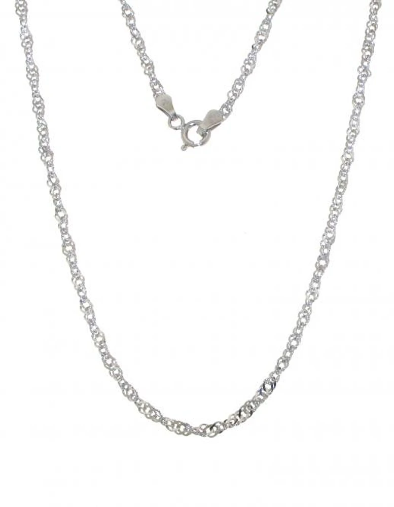 Sterling Silver 16" 2.1mm Singapore Chain