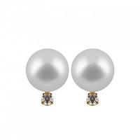 Saltwater White Pearl & Diamond Studs