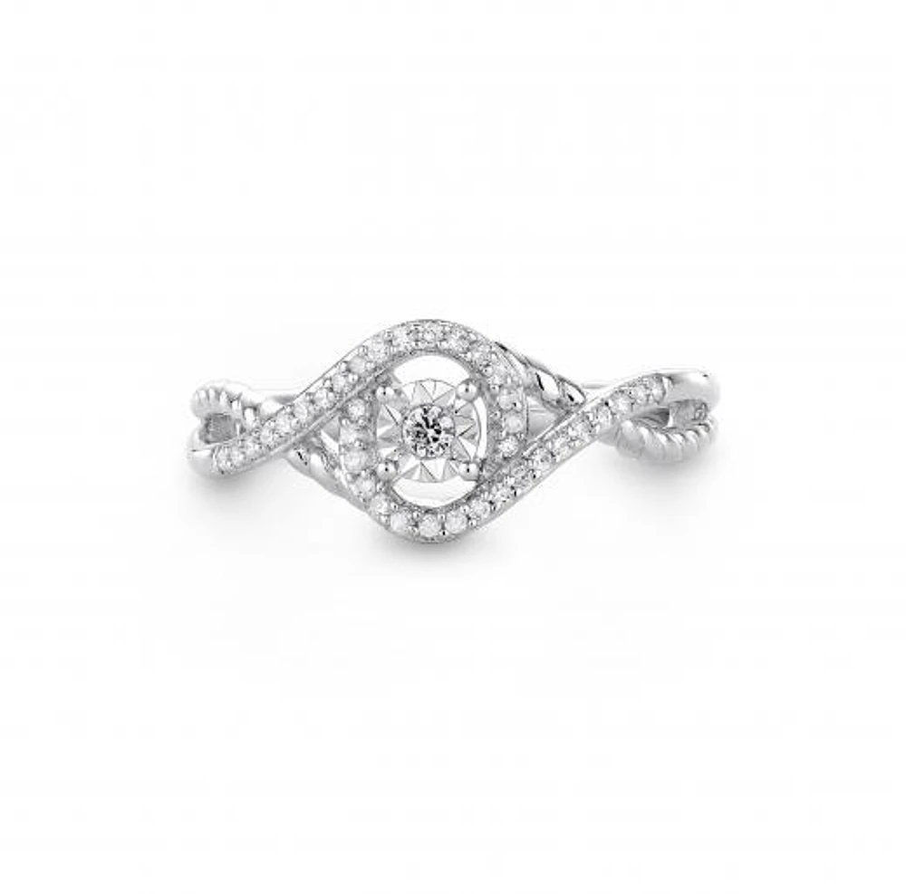 Sterling Silver Diamond Swirl Promise Ring
