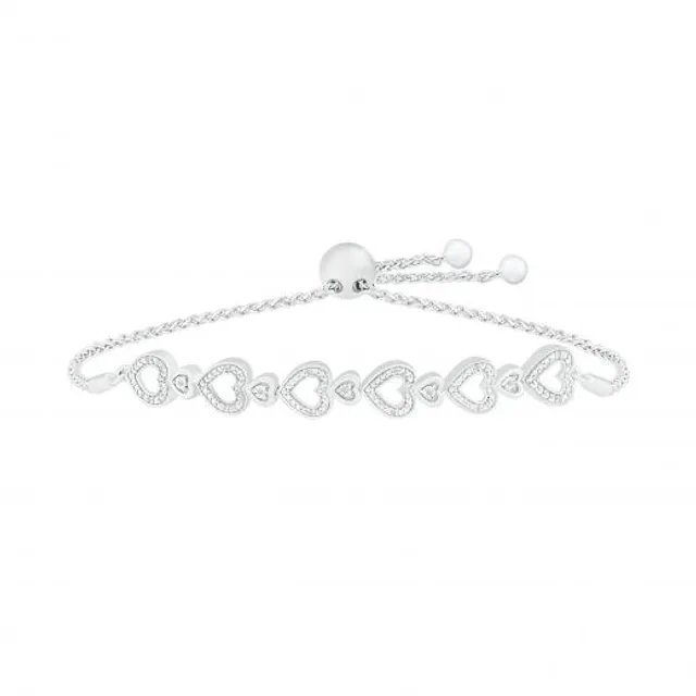 19cm (7.5) Heart Disc Bracelet in Sterling Silver