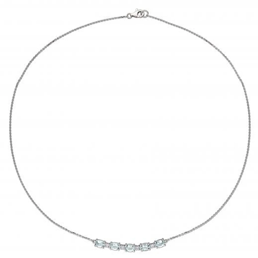 Julianna B 14K White Gold Aquamarine & 0.14CTW Diamond Necklace