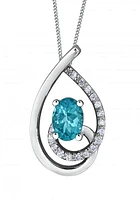 10K White Gold Apatite and Diamond Pendant
