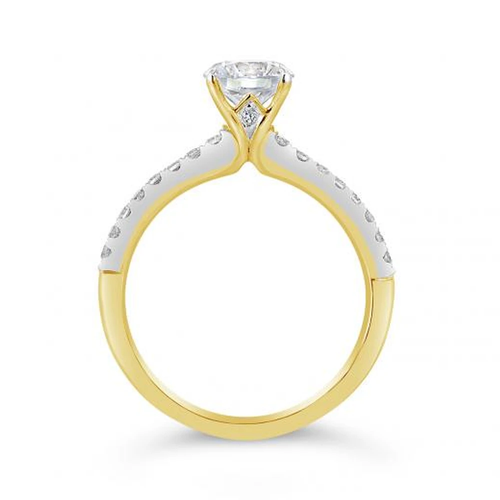 14K Yellow & White Gold 1.25CTW Diamond Solitaire with Side Accents Ring